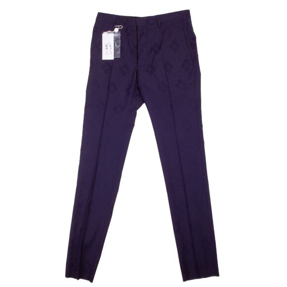 MAISON MARGIELA dark navy wool flower print pants